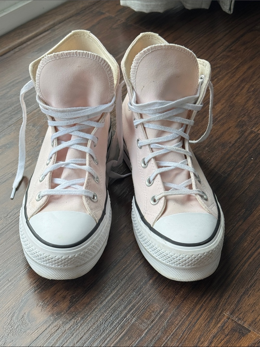 Converse High-Top Canvas Platform Sneakers in Light Pink